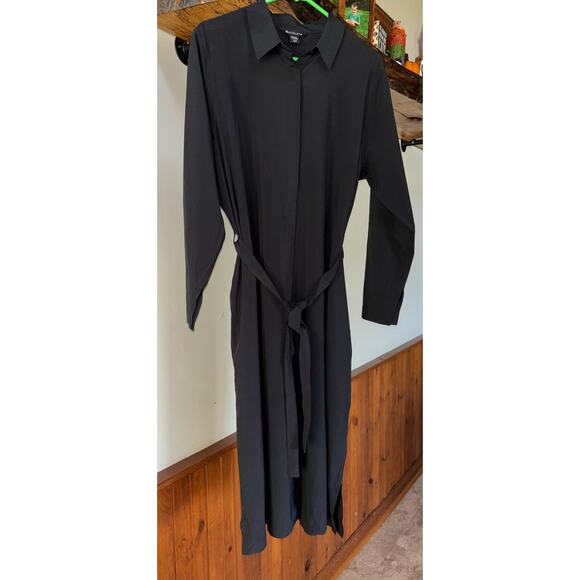 NWOT Athleta Urbanite Womens Shirtdress Black Tie Waist Pockets Long Sleeve L/P - Picture 4 of 15